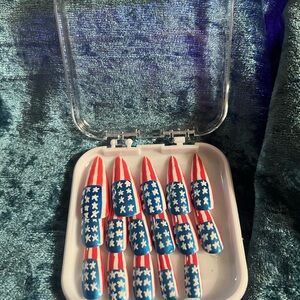 Hand Crafted Patriotic Red, White, and Blue Nail Set